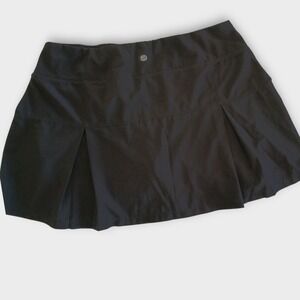 Etonic Womens Skort Sz L Black Pleated Athletic Skirt Built-in Short Tennis Golf